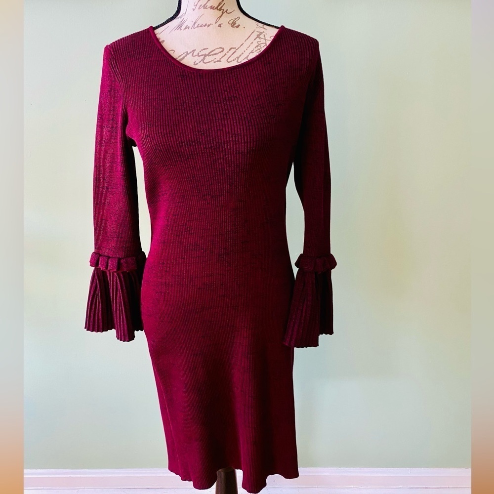 Women’s Elegant Burgundy Knit Dress